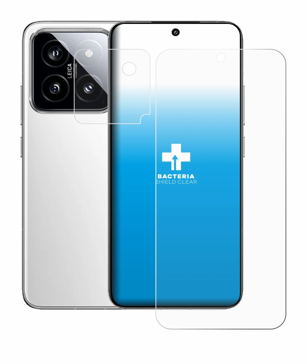 Abbildung des Geräts Xiaomi 14 (Display+Kamera) mit einer Vielzahl des Displayschutzes.