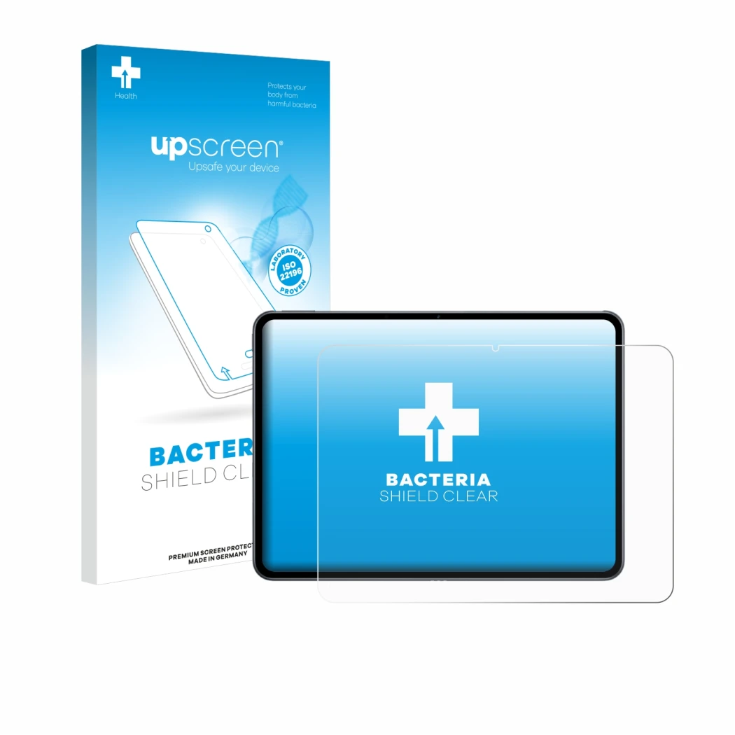 Vorderseite einer Produktverpackung mit dem Markenlogo upscreen. Daneben ist das Gerät OnePlus Pad 2 mit dem zugehörigen Displ