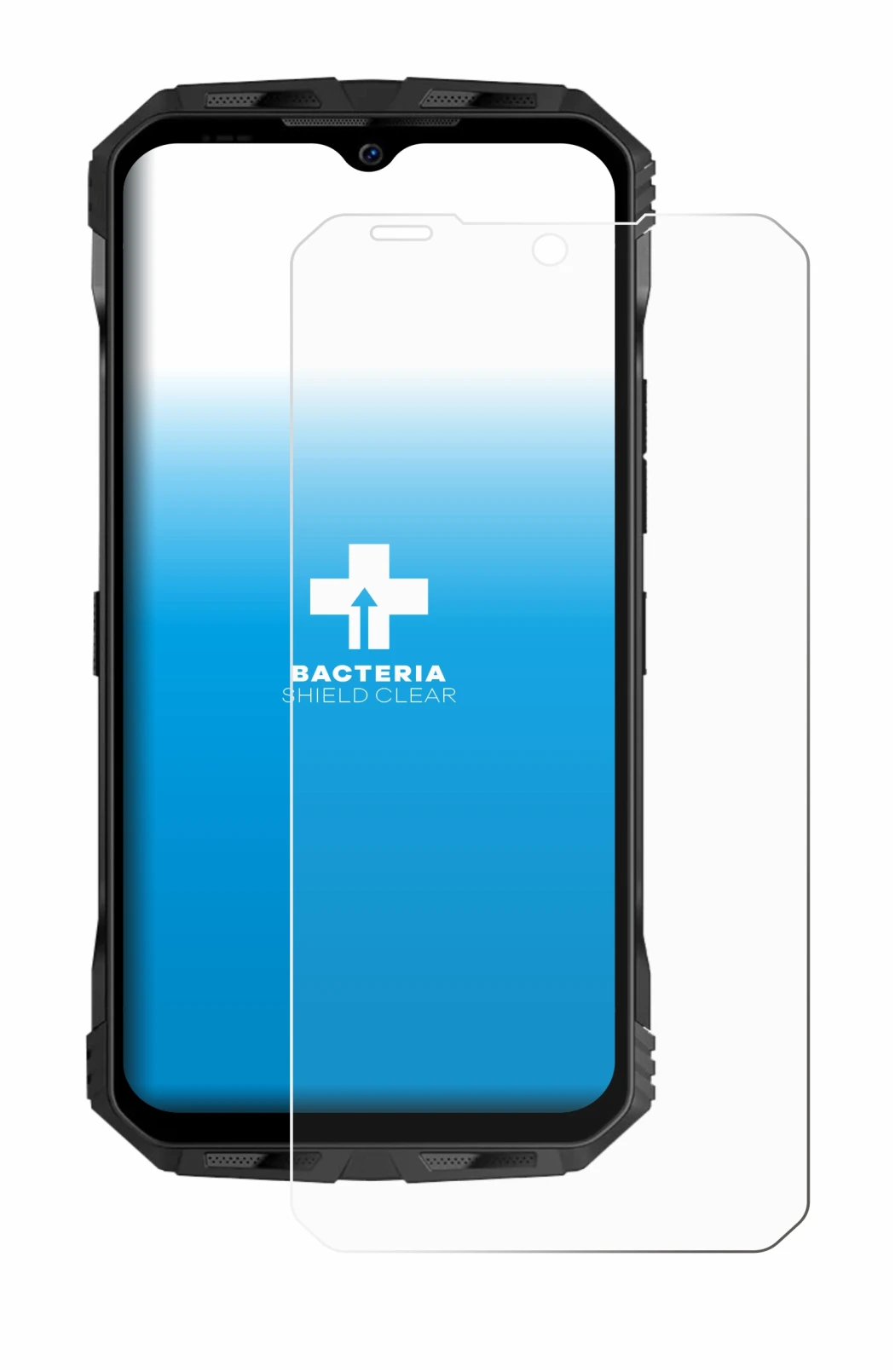 Abbildung des Geräts Doogee V Max Plus mit einer Vielzahl des Displayschutzes.