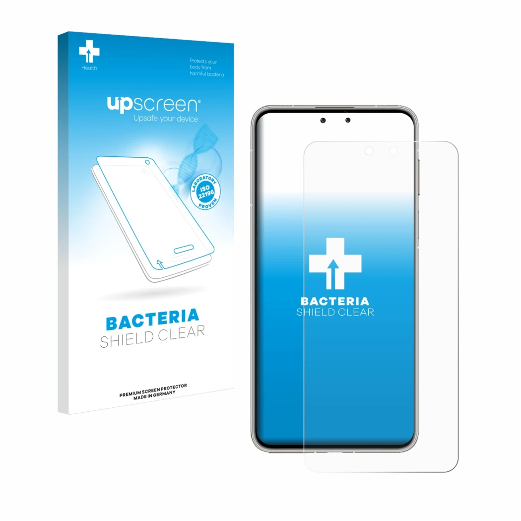 Vorderseite einer Produktverpackung mit dem Markenlogo upscreen. Daneben ist das Gerät Huawei Mate 70 Pro Plus mit dem zugehör