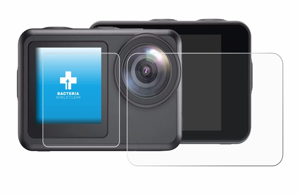 Abbildung des Geräts Akaso Brave 7 LE mit einer Vielzahl des Displayschutzes.