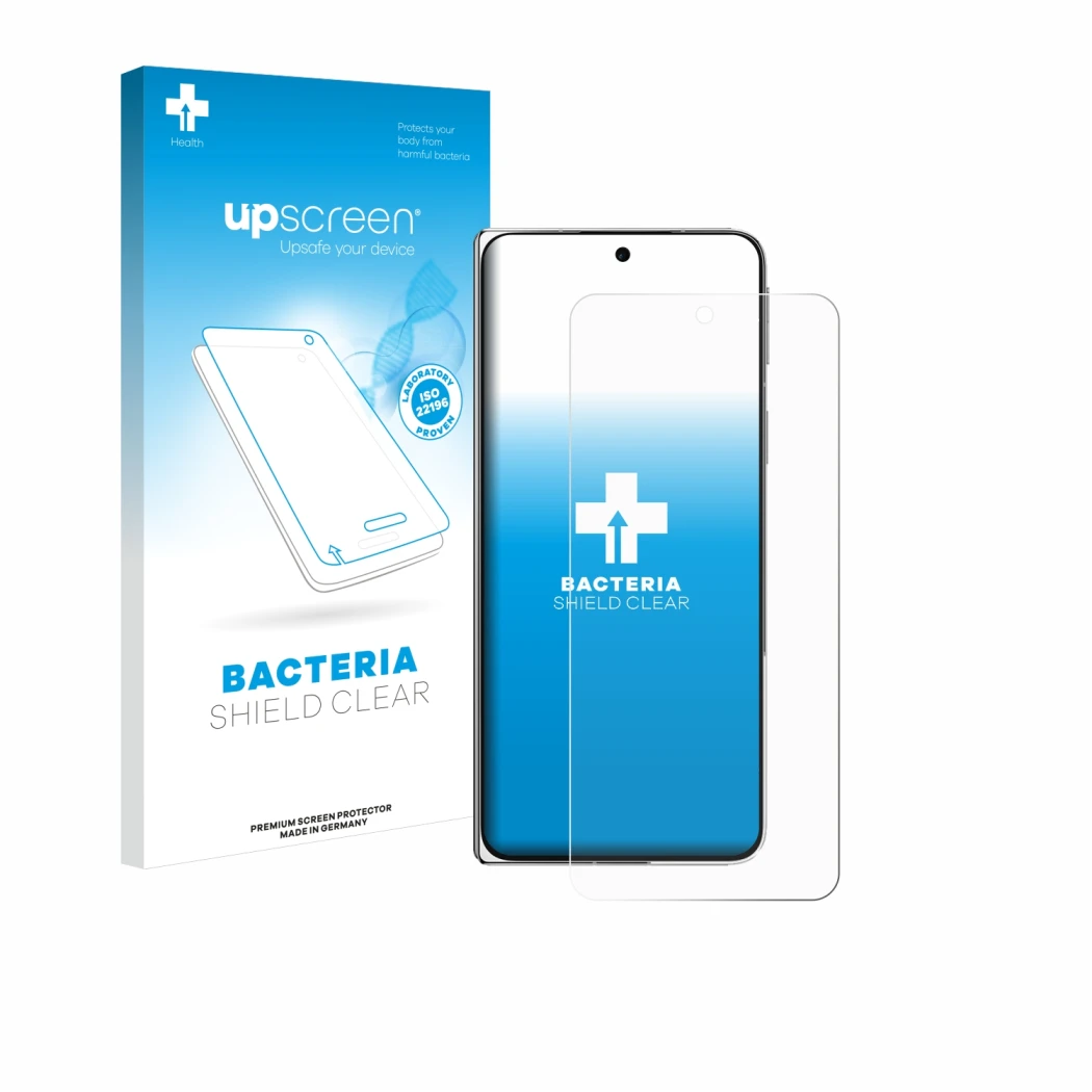 Vorderseite einer Produktverpackung mit dem Markenlogo upscreen. Daneben ist das Gerät Oppo Find N5 mit dem zugehörigen Displa