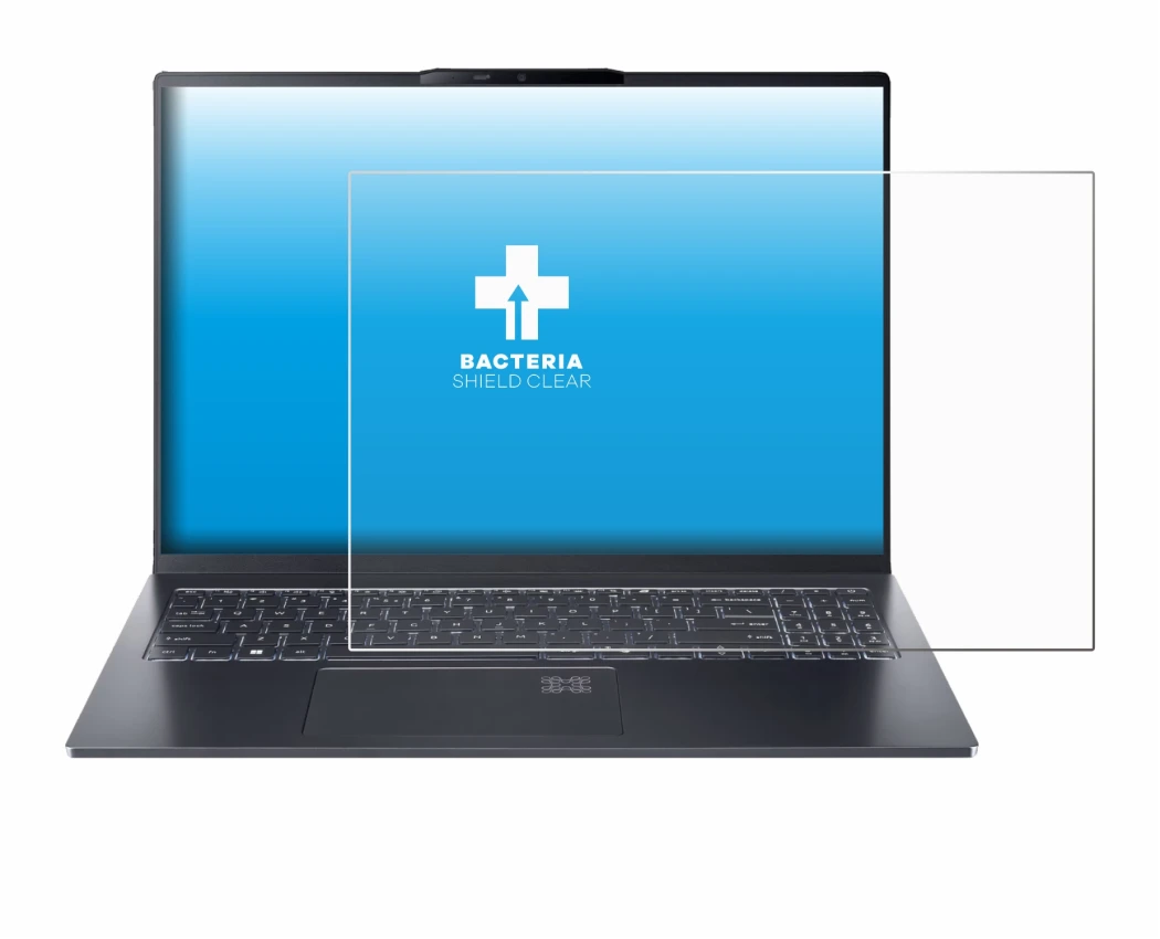 Abbildung des Geräts Acer Swift Go 16 AI mit einer Vielzahl des Displayschutzes.