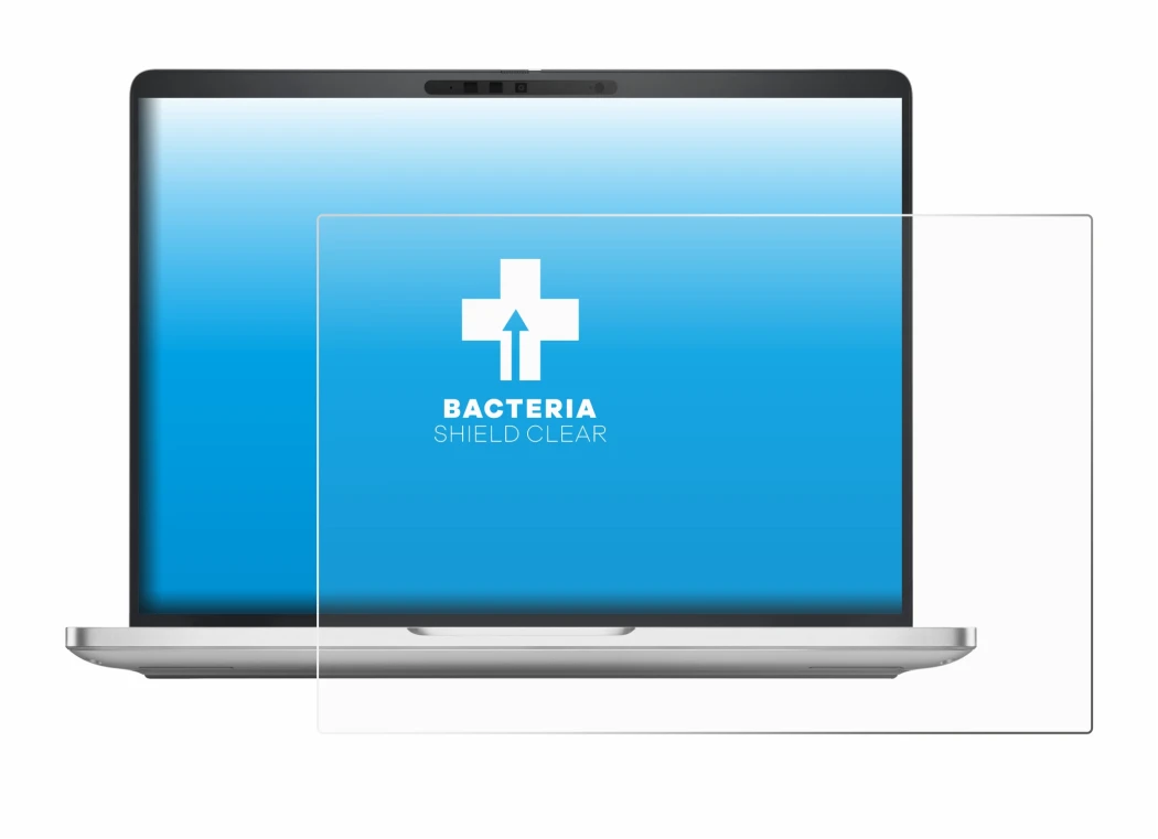 Abbildung des Geräts Dell Pro 13 Plus Laptop mit einer Vielzahl des Displayschutzes.
