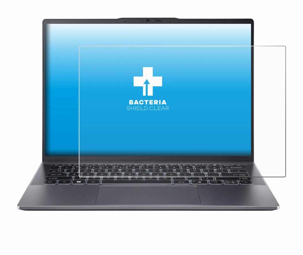 Abbildung des Geräts Acer Swift Go 14 OLED mit einer Vielzahl des Displayschutzes.