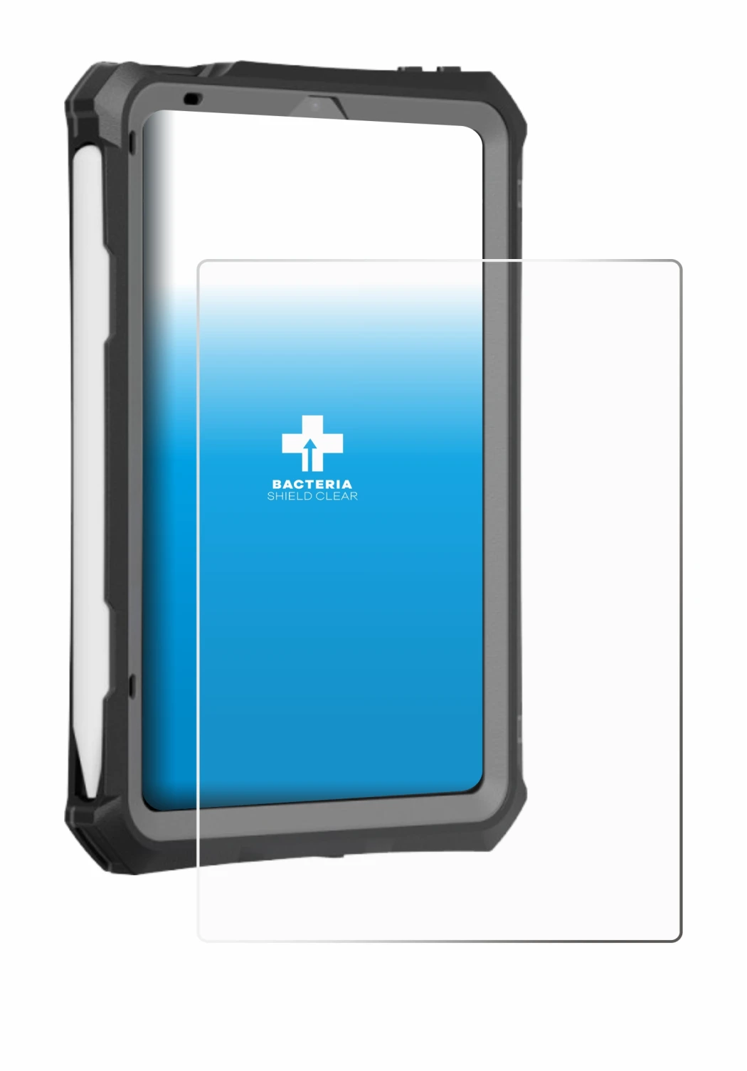 Abbildung des Geräts Apple iPad Mini 7 2024 (case-friendly) mit einer Vielzahl des Displayschutzes.