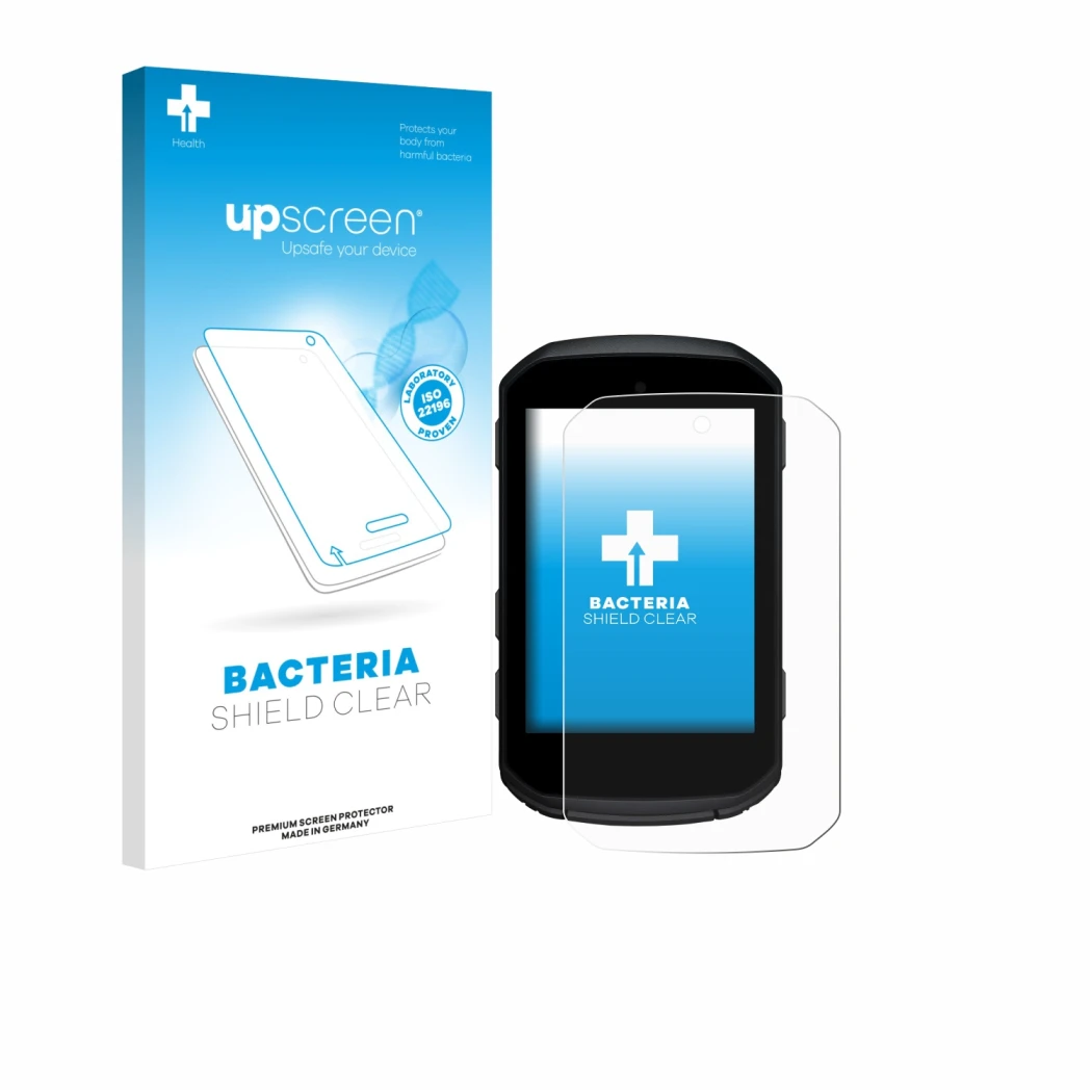 Vorderseite einer Produktverpackung mit dem Markenlogo upscreen. Daneben ist das Gerät Garmin Edge 850 mit dem zugehörigen Dis