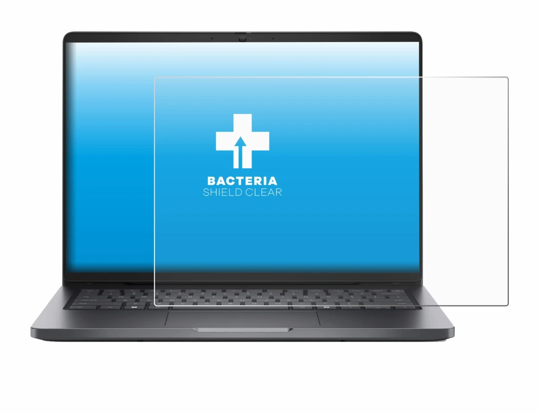 Abbildung des Geräts Dell Pro 14 mit einer Vielzahl des Displayschutzes.