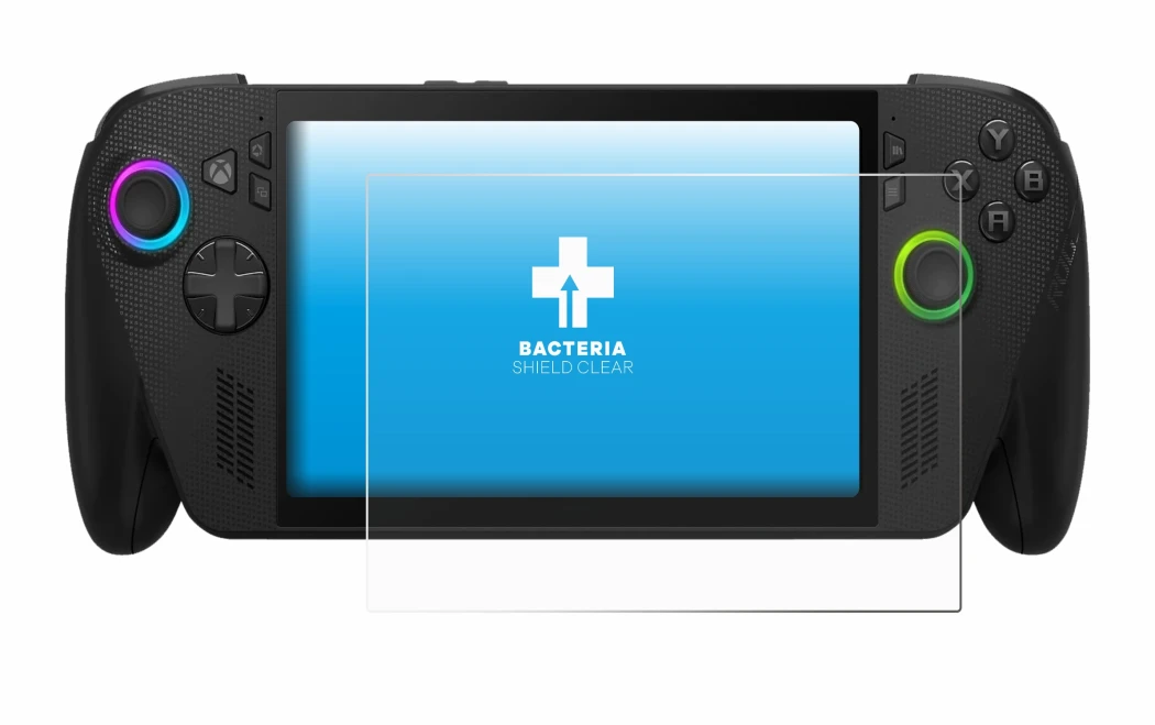 Abbildung des Geräts ASUS ROG Xbox Ally X mit einer Vielzahl des Displayschutzes.