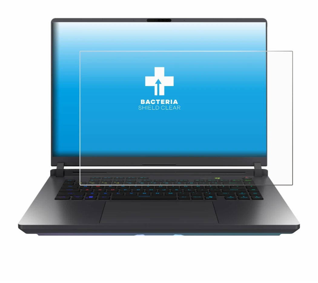 Abbildung des Geräts ASUS ROG Strix G16 2025 mit einer Vielzahl des Displayschutzes.