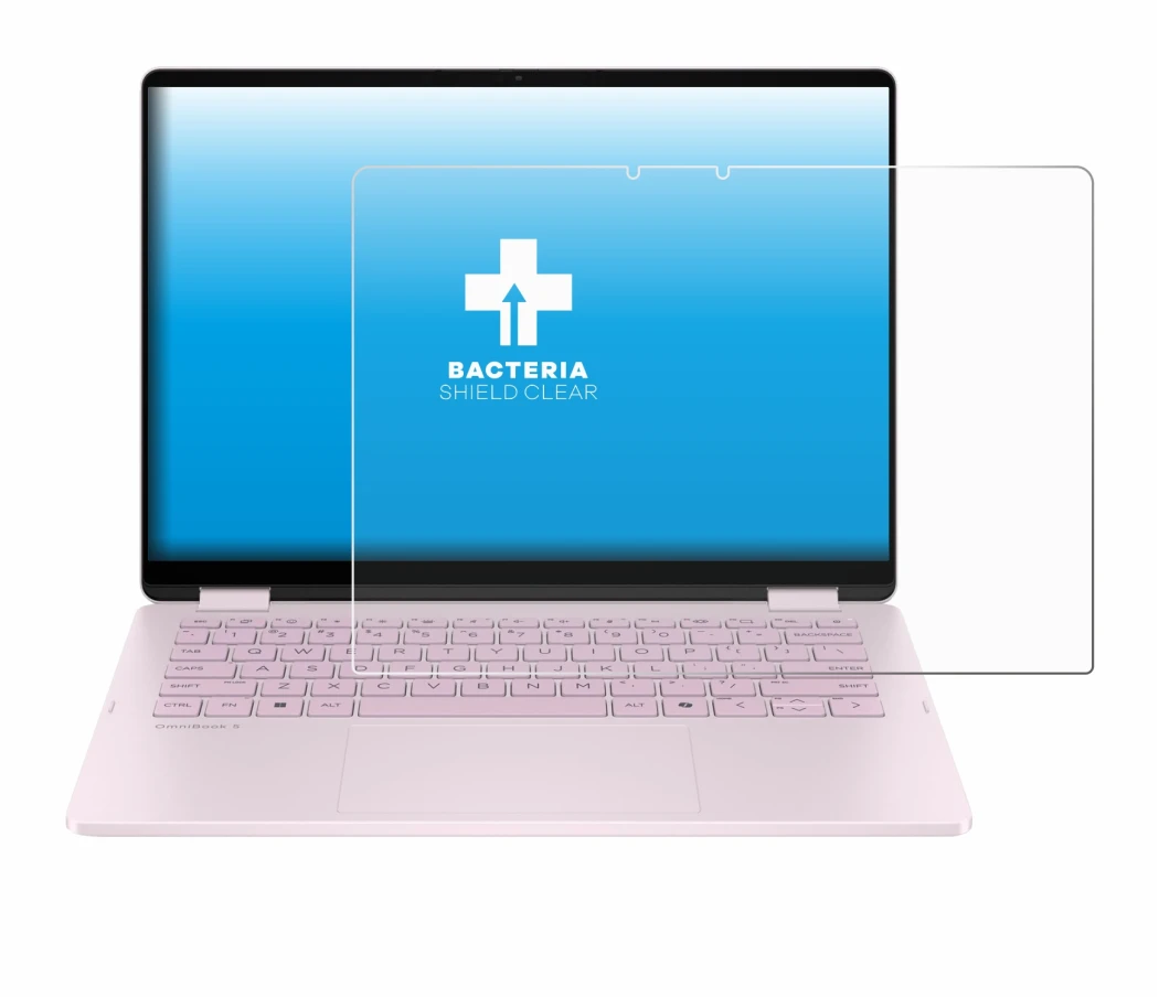 Abbildung des Geräts HP OmniBook 5 Flip 14 14-fp0153ng mit einer Vielzahl des Displayschutzes.