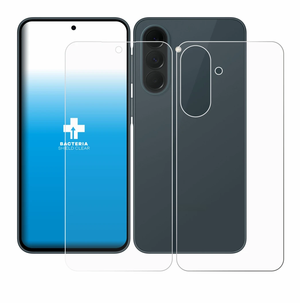 Abbildung des Geräts Samsung Galaxy A37 5G (Display+Rückseite) mit einer Vielzahl des Displayschutzes.