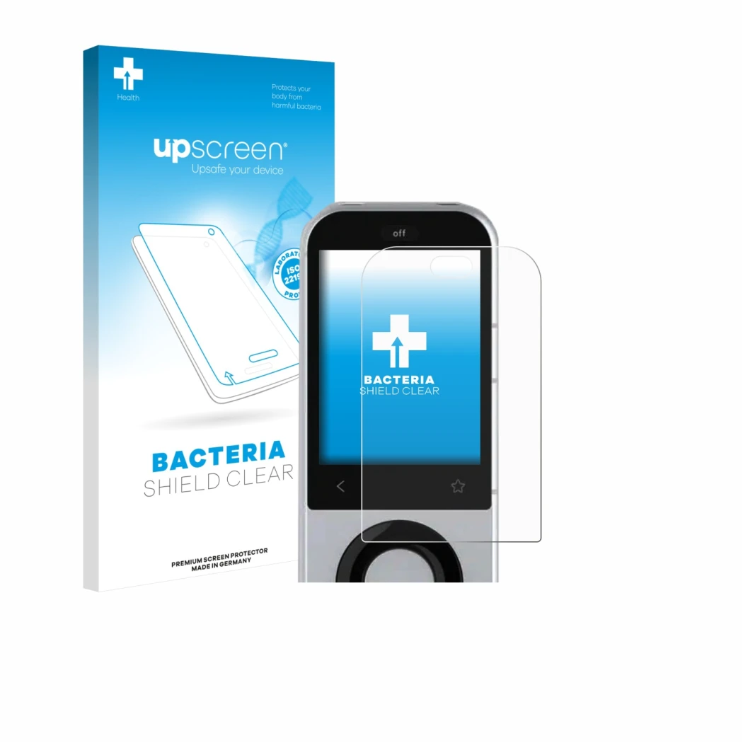 Vorderseite einer Produktverpackung mit dem Markenlogo upscreen. Daneben ist das Gerät Sofabaton X2 mit dem zugehörigen Displa