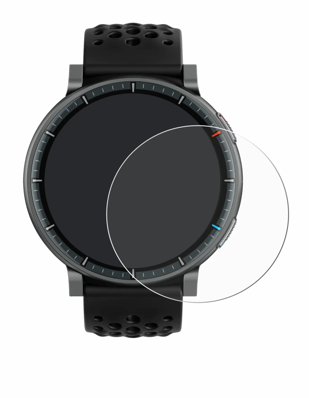 Abbildung des Geräts Amazfit Active Max mit einer Vielzahl des Displayschutzes.