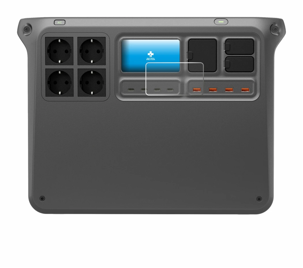 Abbildung des Geräts DJI Power 2000 mit einer Vielzahl des Displayschutzes.