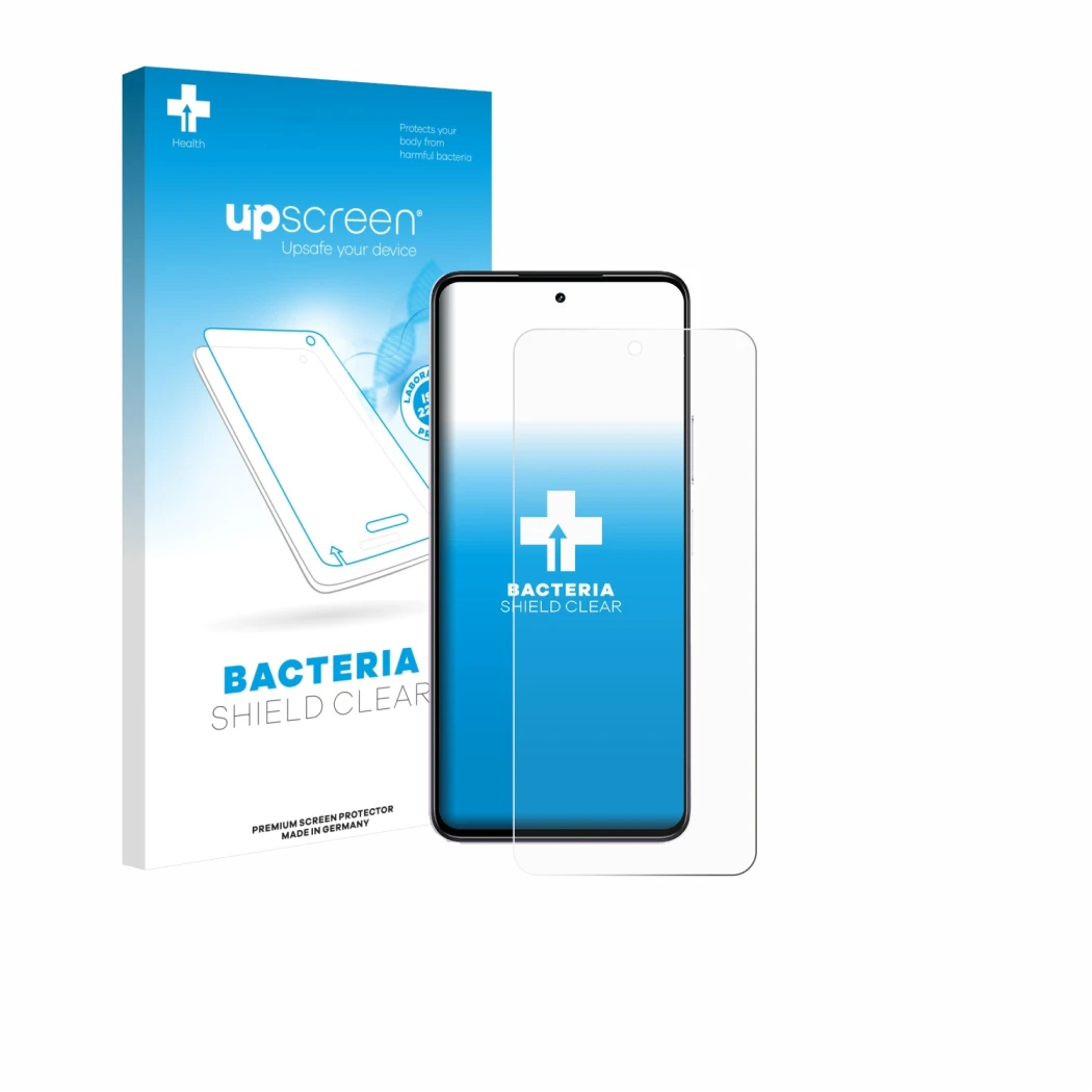 Vorderseite einer Produktverpackung mit dem Markenlogo upscreen. Daneben ist das Gerät realme P4x 5G mit dem zugehörigen Displ