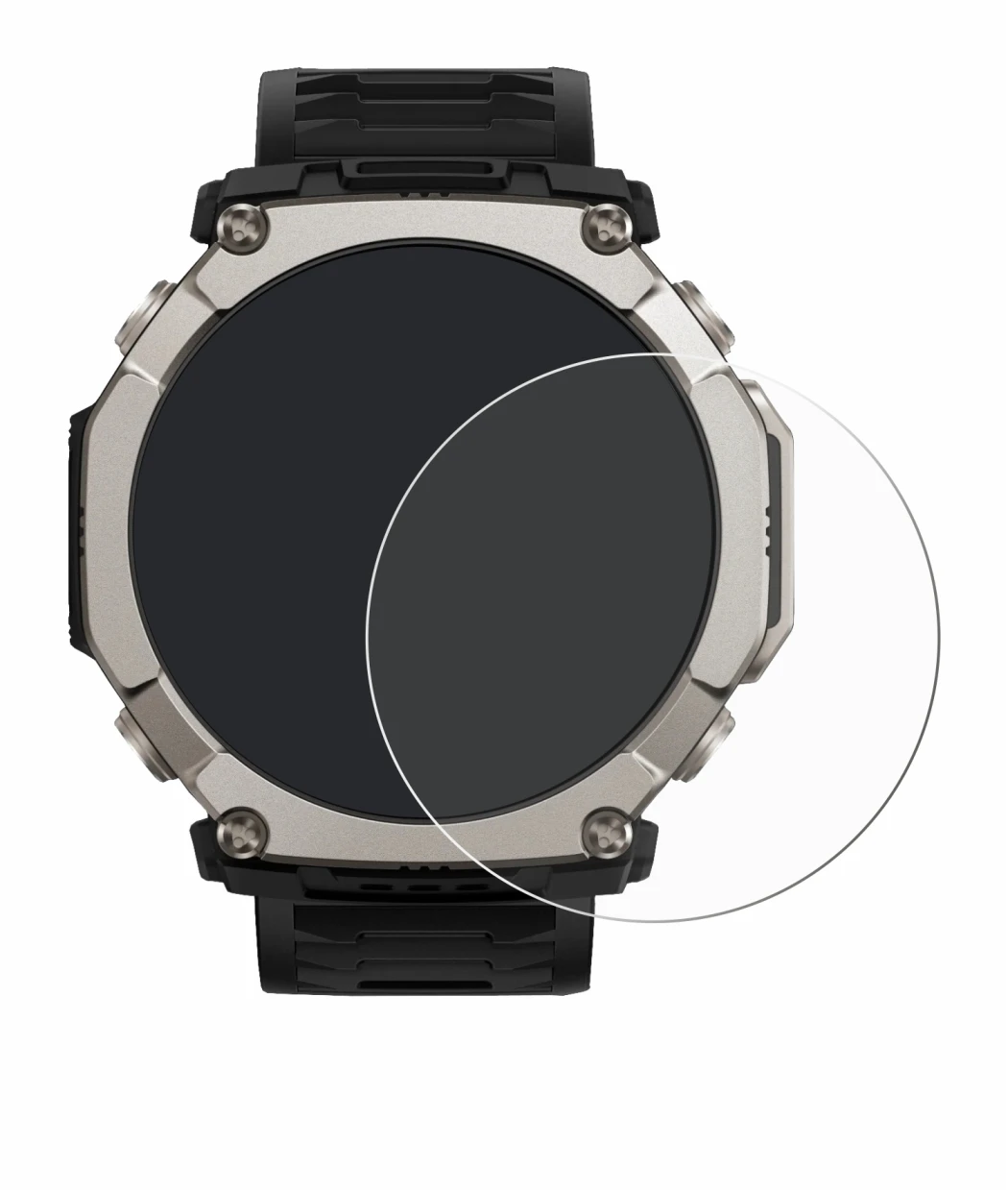 Abbildung des Geräts Huami Amazfit T-Rex Ultra 2 mit einer Vielzahl des Displayschutzes.