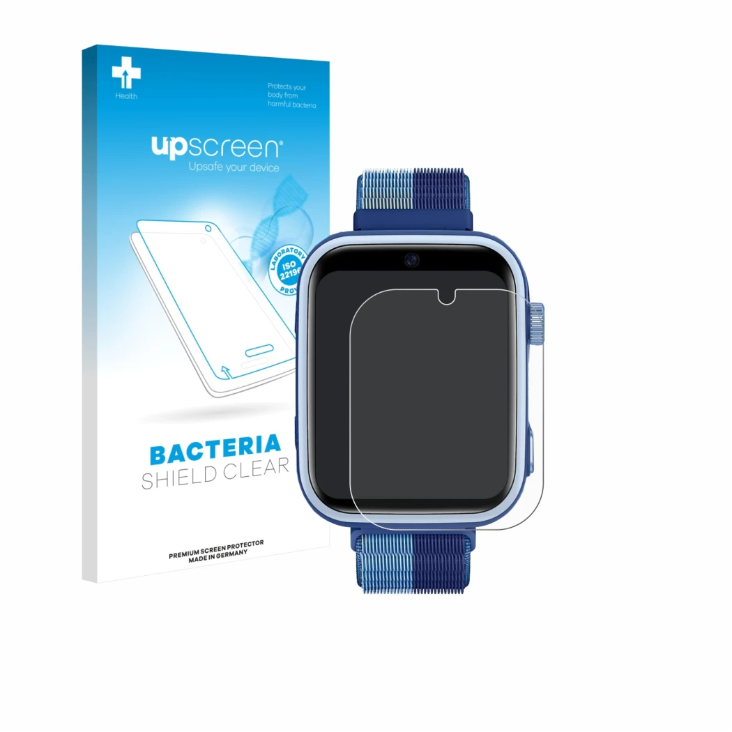 Vorderseite einer Produktverpackung mit dem Markenlogo upscreen. Daneben ist das Gerät Oliimptek T45 mit dem zugehörigen Displ