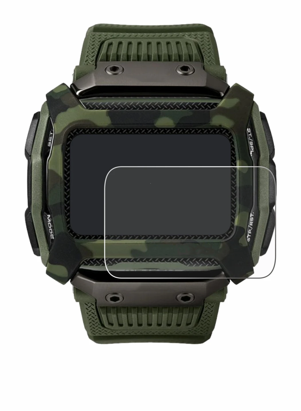 Abbildung des Geräts Timex Command Shock mit einer Vielzahl des Displayschutzes.