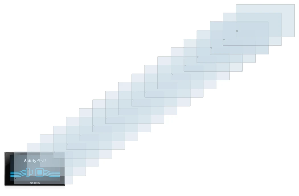 Abbildung des Geräts Garmin nüvi 2599LMT-D mit einer Vielzahl des Displayschutzes.