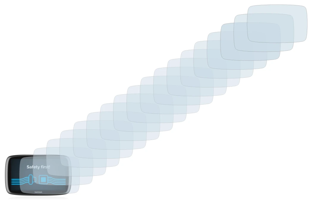 Abbildung des Geräts TomTom GO 6100 mit einer Vielzahl des Displayschutzes.