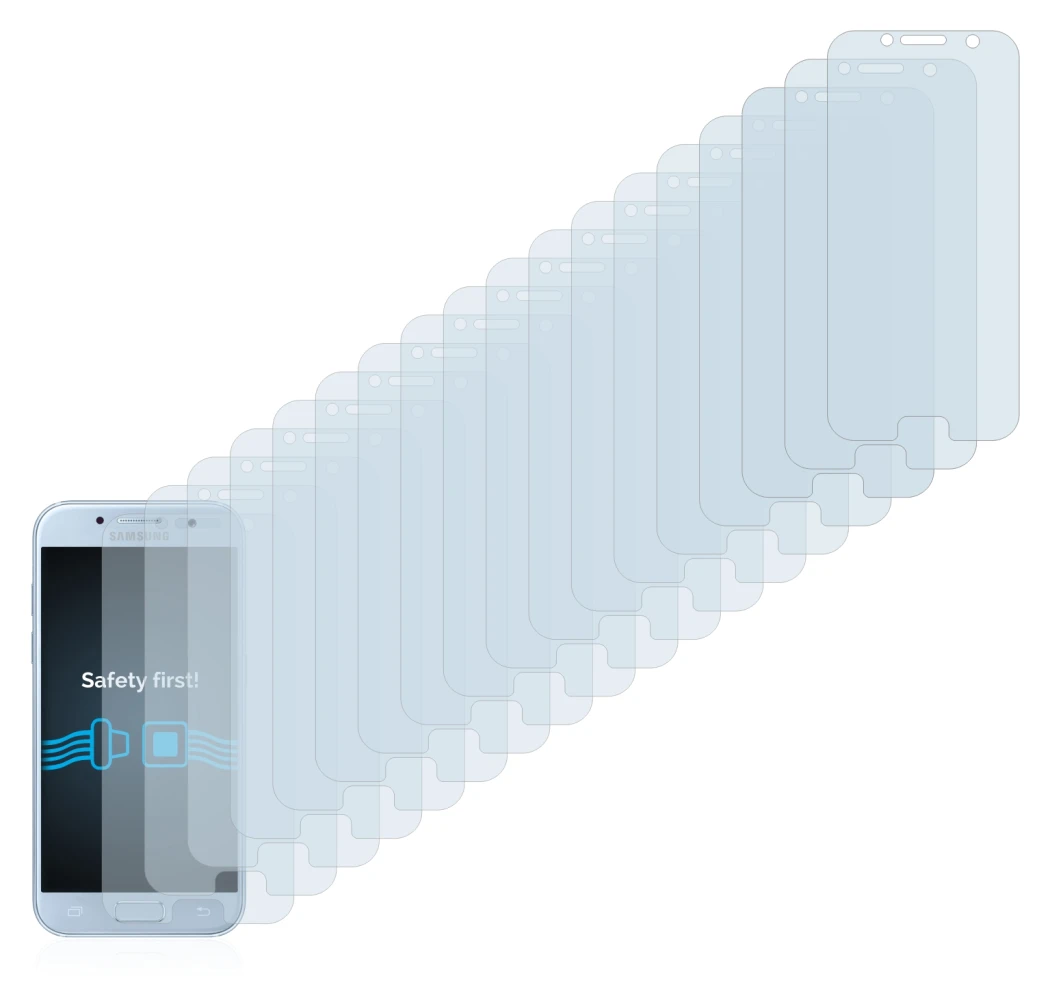 Abbildung des Geräts Samsung Galaxy A5 2017 mit einer Vielzahl des Displayschutzes.