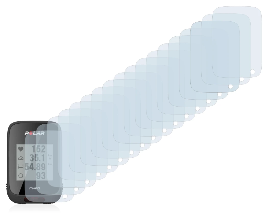 Abbildung des Geräts Polar M460 mit einer Vielzahl des Displayschutzes.