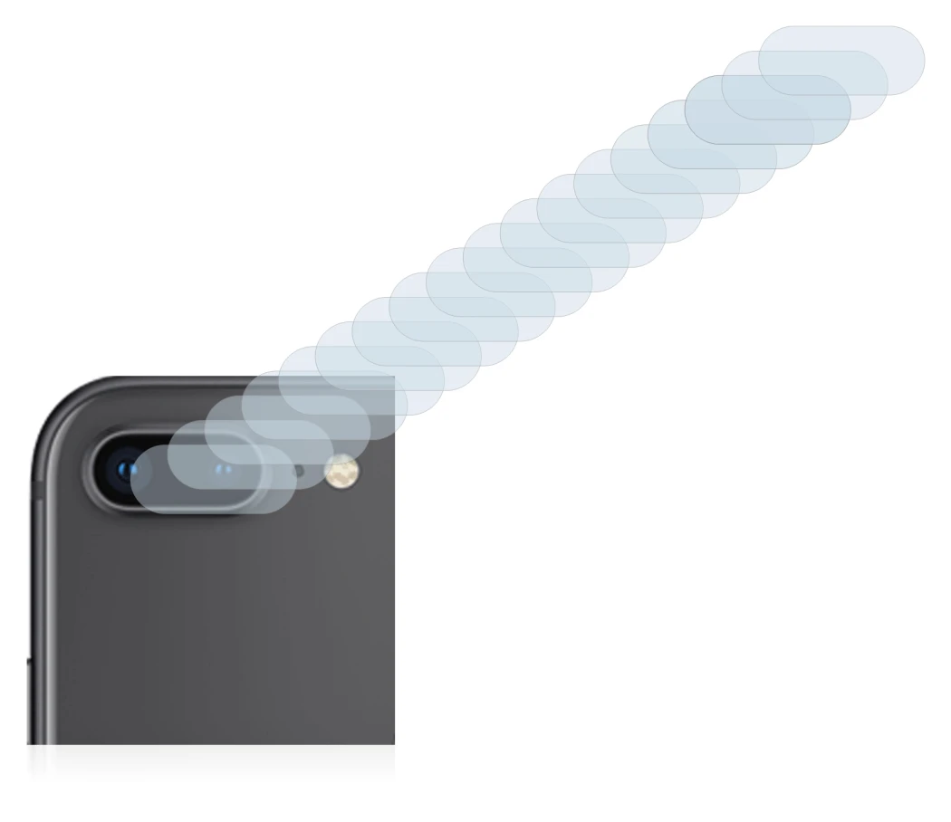 Abbildung des Geräts Apple iPhone 8 Plus (NUR Kameraschutz) mit einer Vielzahl des Displayschutzes.