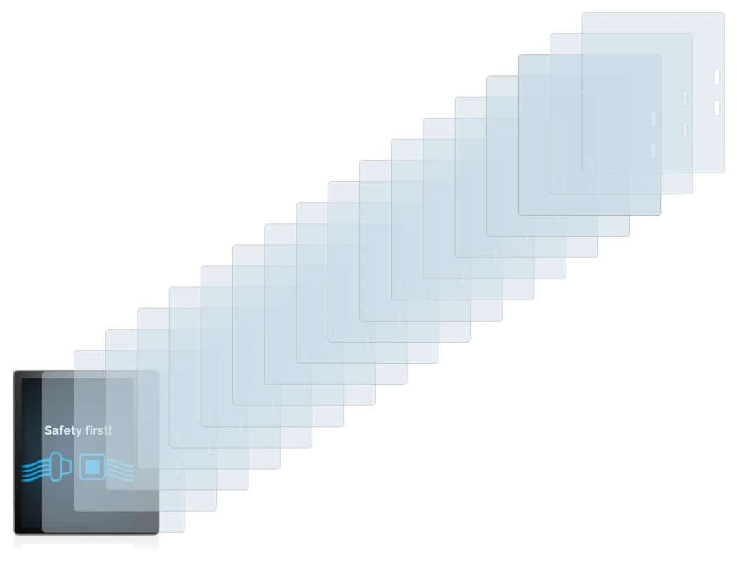 Abbildung des Geräts Amazon Kindle Oasis 2017 (9. Gen.) mit einer Vielzahl des Displayschutzes.