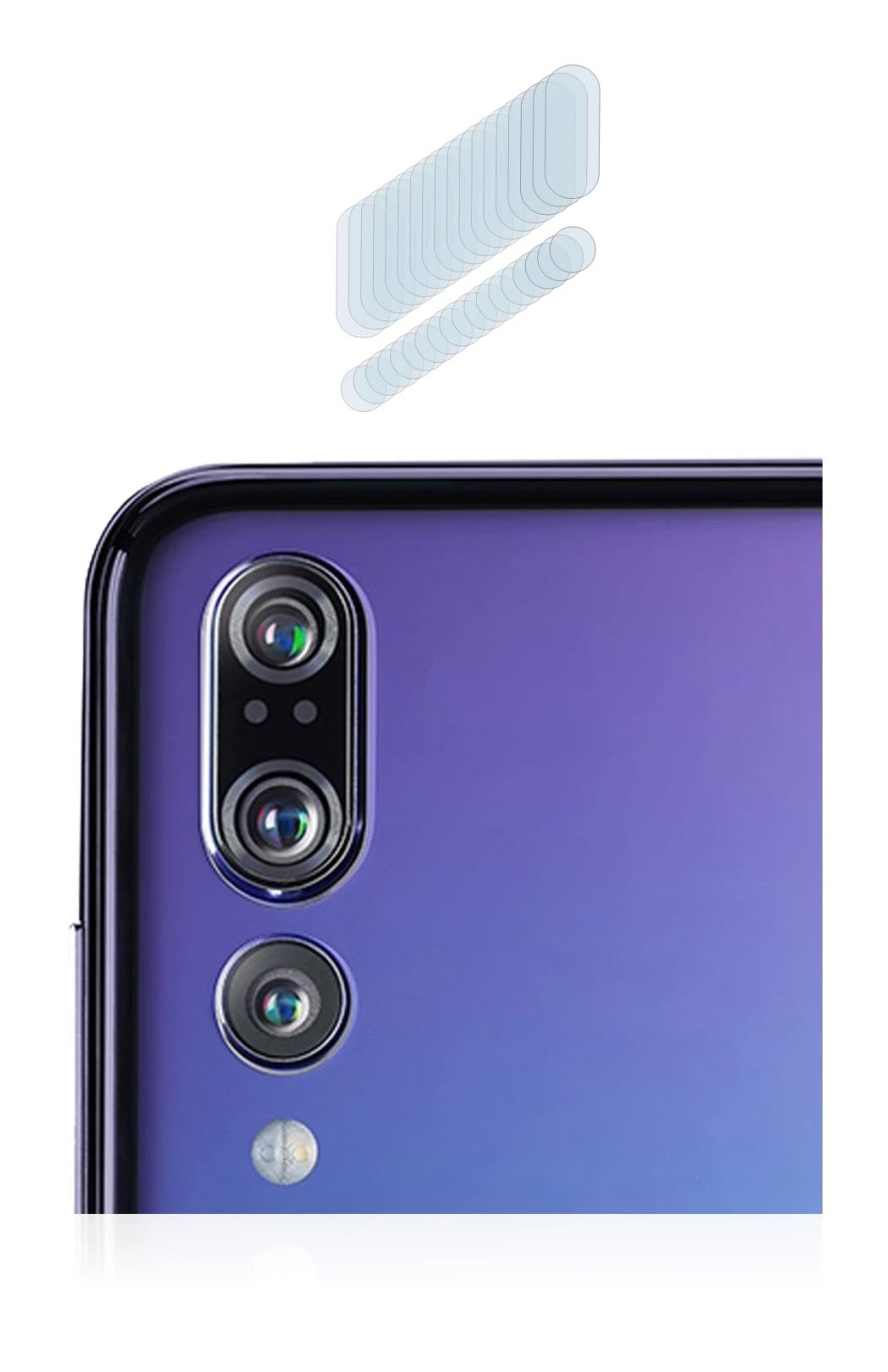 Abbildung des Geräts Huawei P20 Pro (NUR Kameraschutz) mit einer Vielzahl des Displayschutzes.