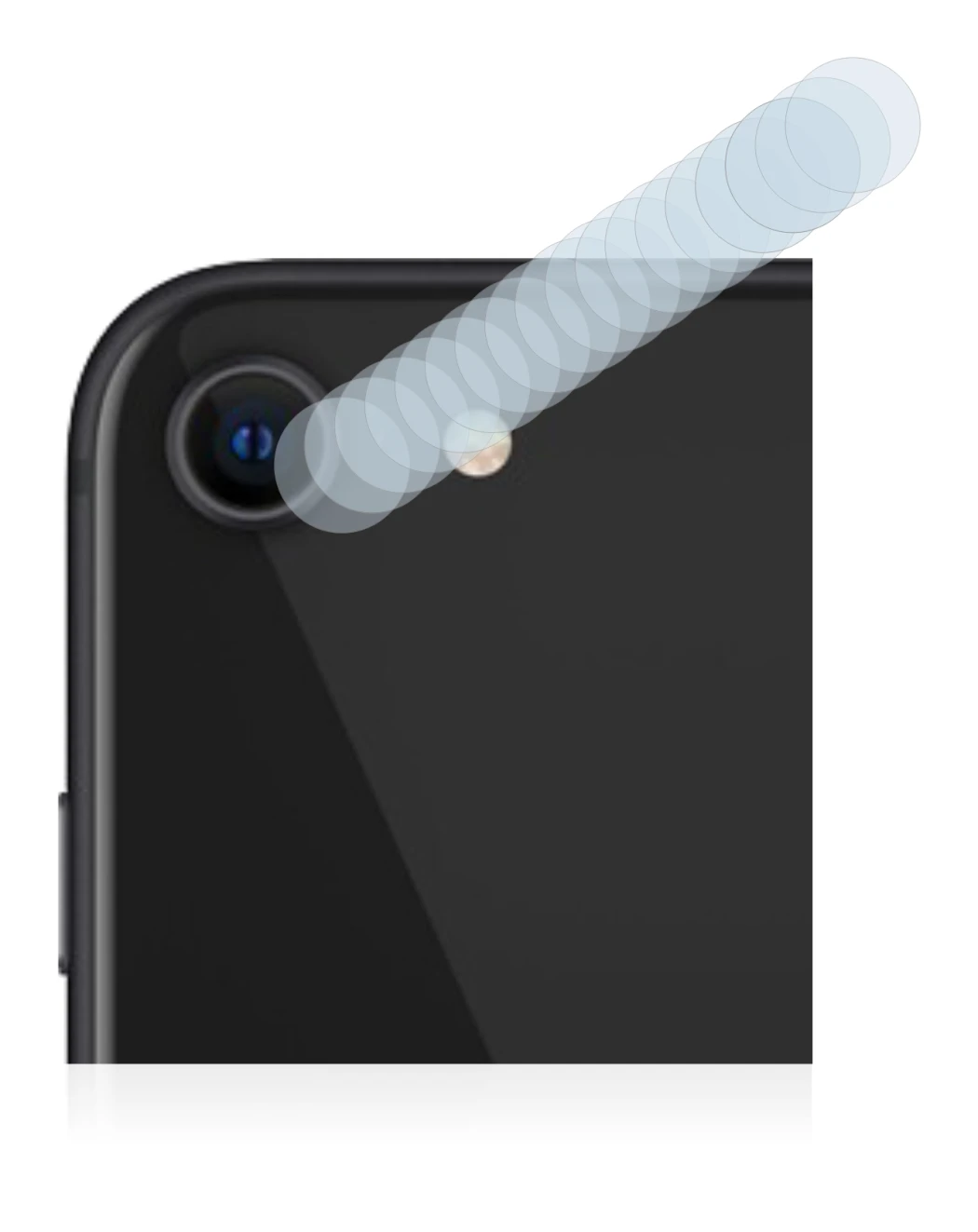 Abbildung des Geräts Apple iPhone SE 2 2020 (NUR Kameraschutz) mit einer Vielzahl des Displayschutzes.