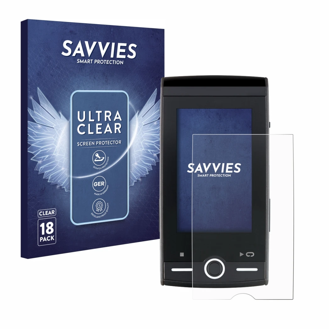 Vorderseite einer Produktverpackung mit dem Markenlogo Savvies. Daneben ist das Gerät Sigma ROX 12.0 Sport mit dem zugehörigen