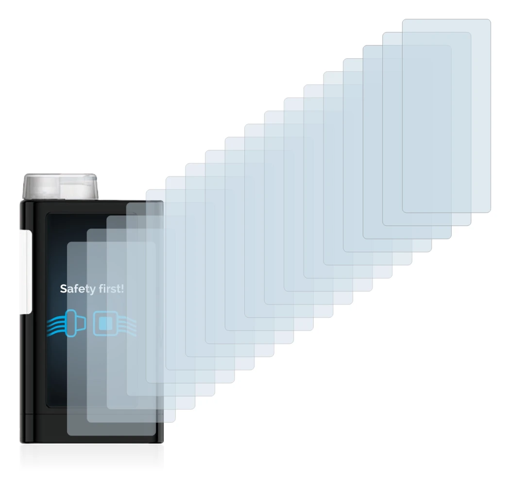 Abbildung des Geräts Mylife YpsoPump mit einer Vielzahl des Displayschutzes.