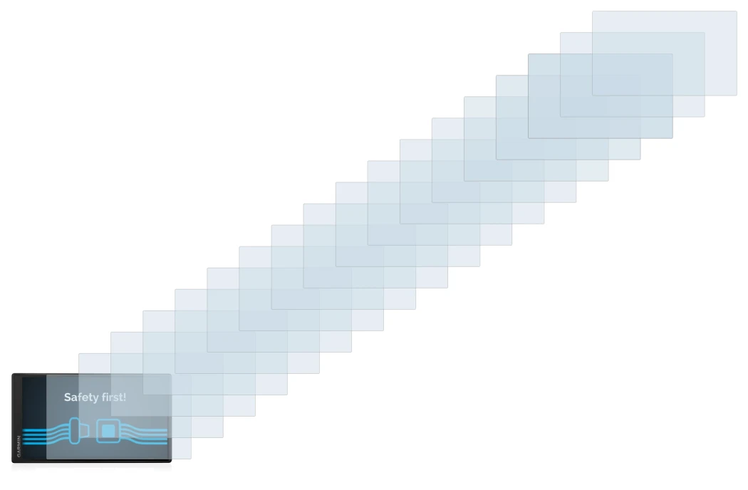 Abbildung des Geräts Garmin DriveSmart 55 mit einer Vielzahl des Displayschutzes.