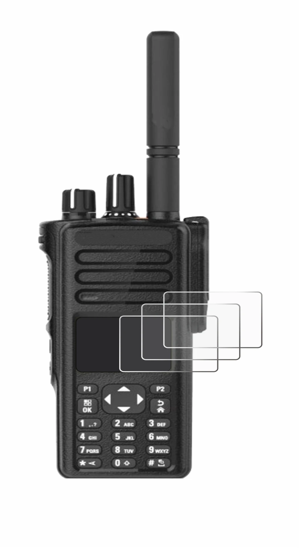 Abbildung des Geräts Motorola DP4801e mit einer Vielzahl des Displayschutzes.