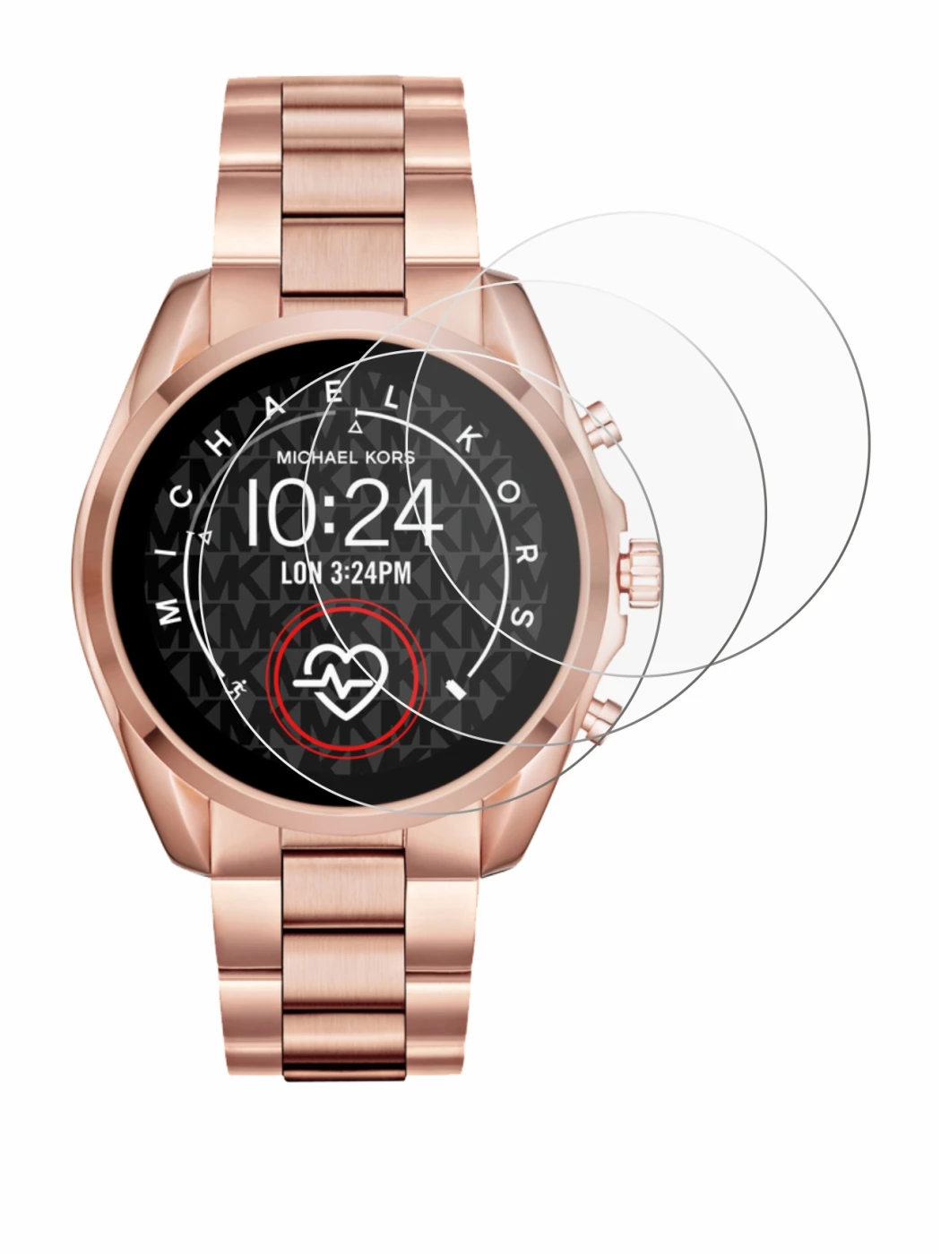 Abbildung des Geräts Michael Kors Access Bradshaw 2 mit einer Vielzahl des Displayschutzes.