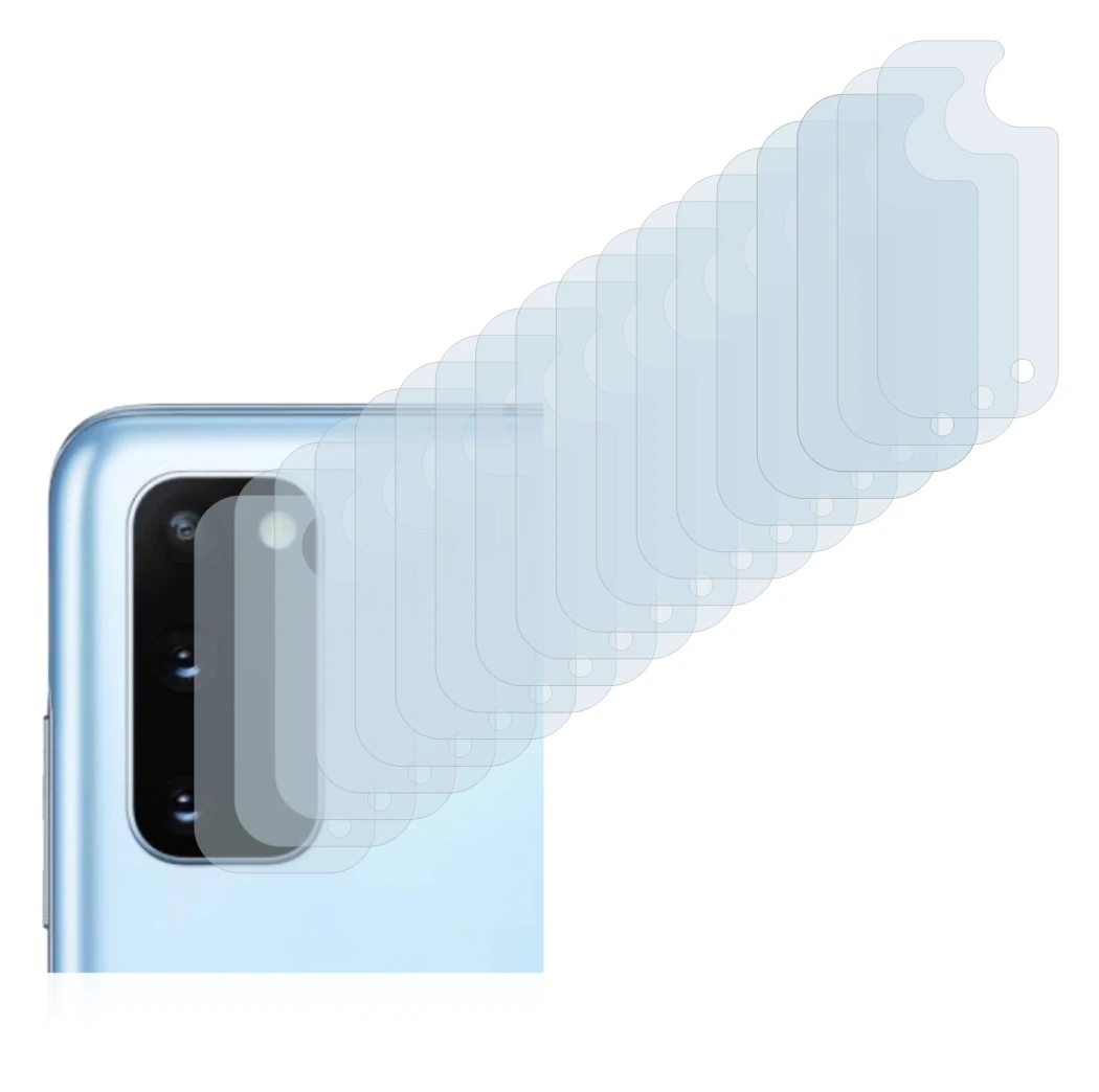 Abbildung des Geräts Samsung Galaxy S20 (NUR Kameraschutz) mit einer Vielzahl des Displayschutzes.