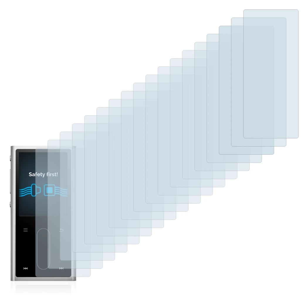 Abbildung des Geräts FiiO M3K mit einer Vielzahl des Displayschutzes.