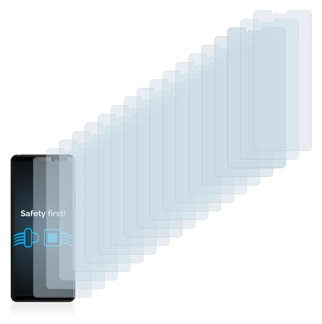 Abbildung des Geräts Sony Xperia 10 II mit einer Vielzahl des Displayschutzes.