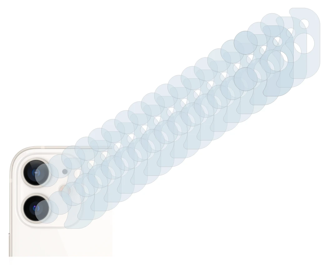 Abbildung des Geräts Apple iPhone 12 mini (NUR Kameraschutz) mit einer Vielzahl des Displayschutzes.