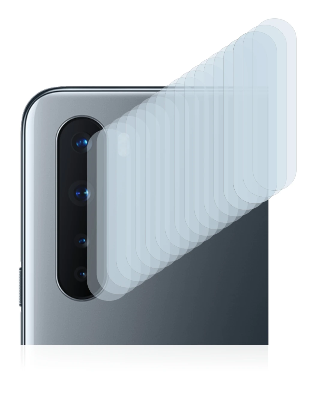 Abbildung des Geräts OnePlus Nord (NUR Kameraschutz) mit einer Vielzahl des Displayschutzes.