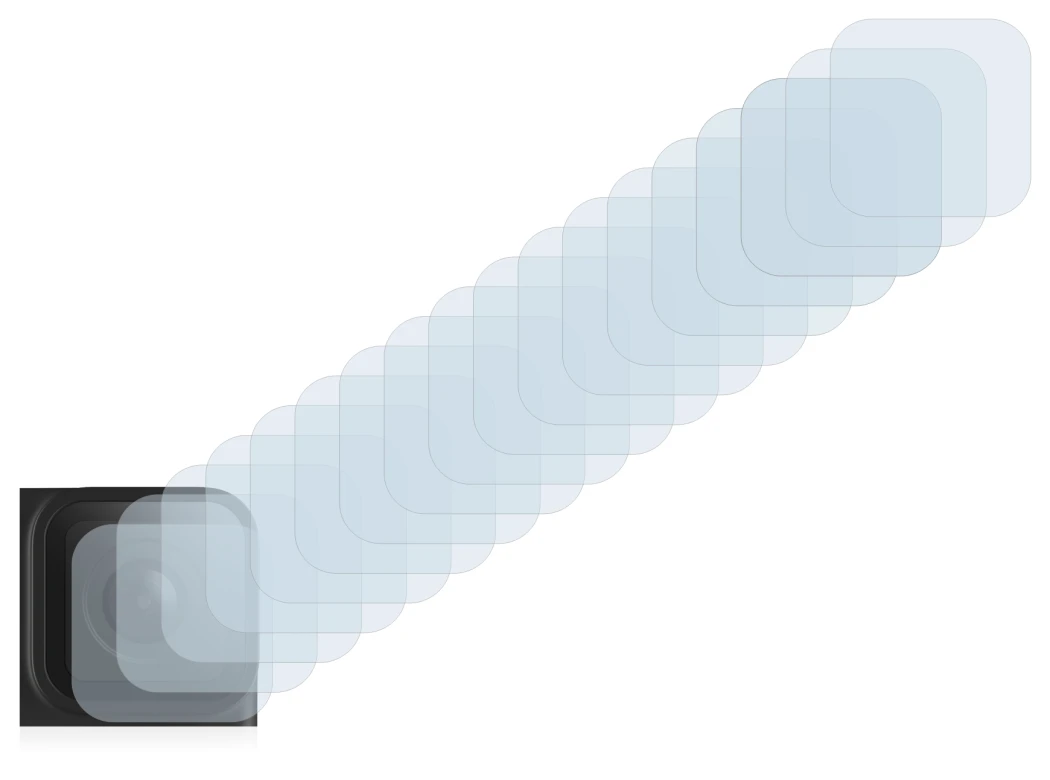 Abbildung des Geräts GoPro Hero 9 Black (Linse) mit einer Vielzahl des Displayschutzes.