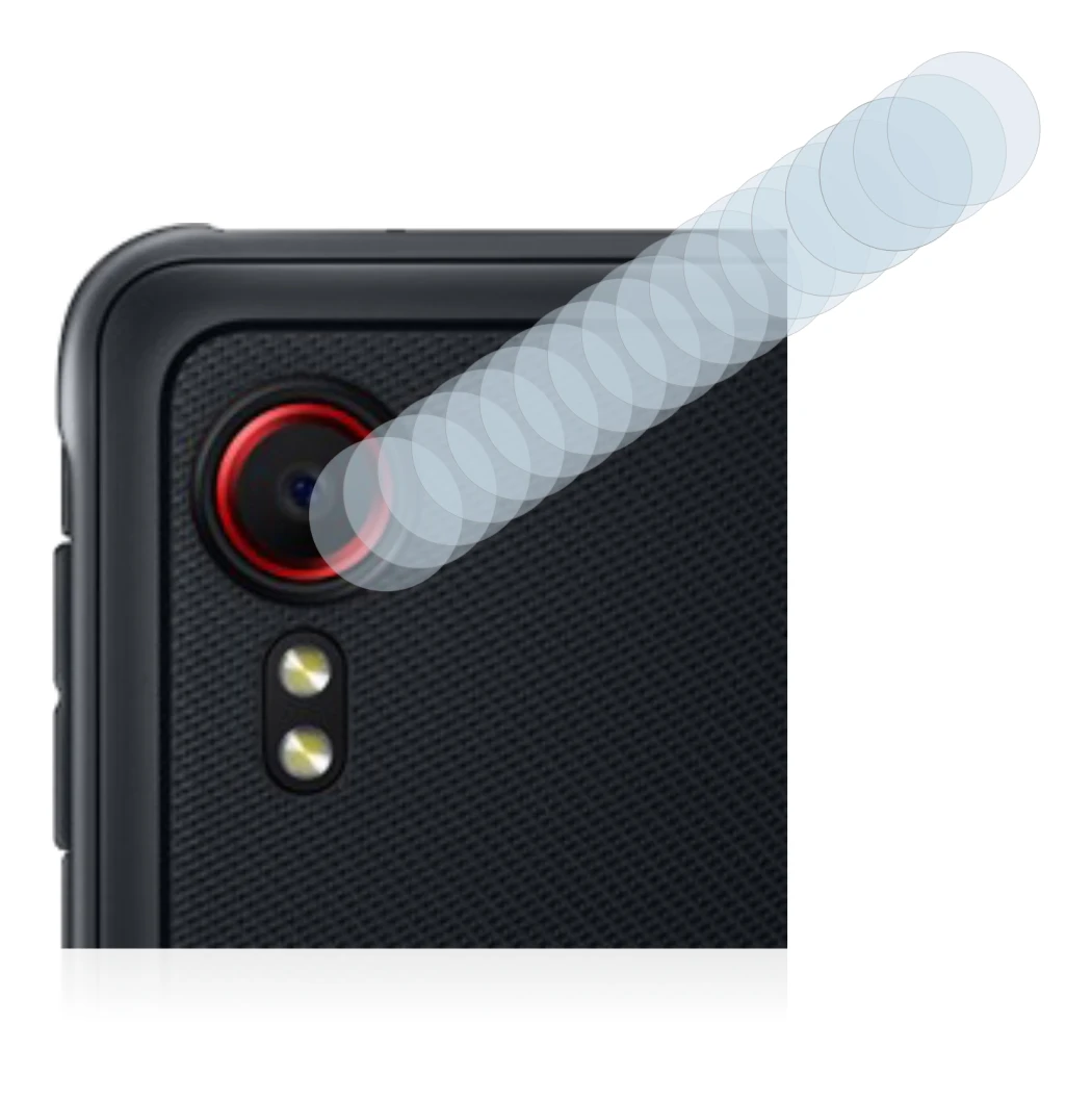 Abbildung des Geräts Samsung Galaxy XCover 5 (NUR Kameraschutz) mit einer Vielzahl des Displayschutzes.