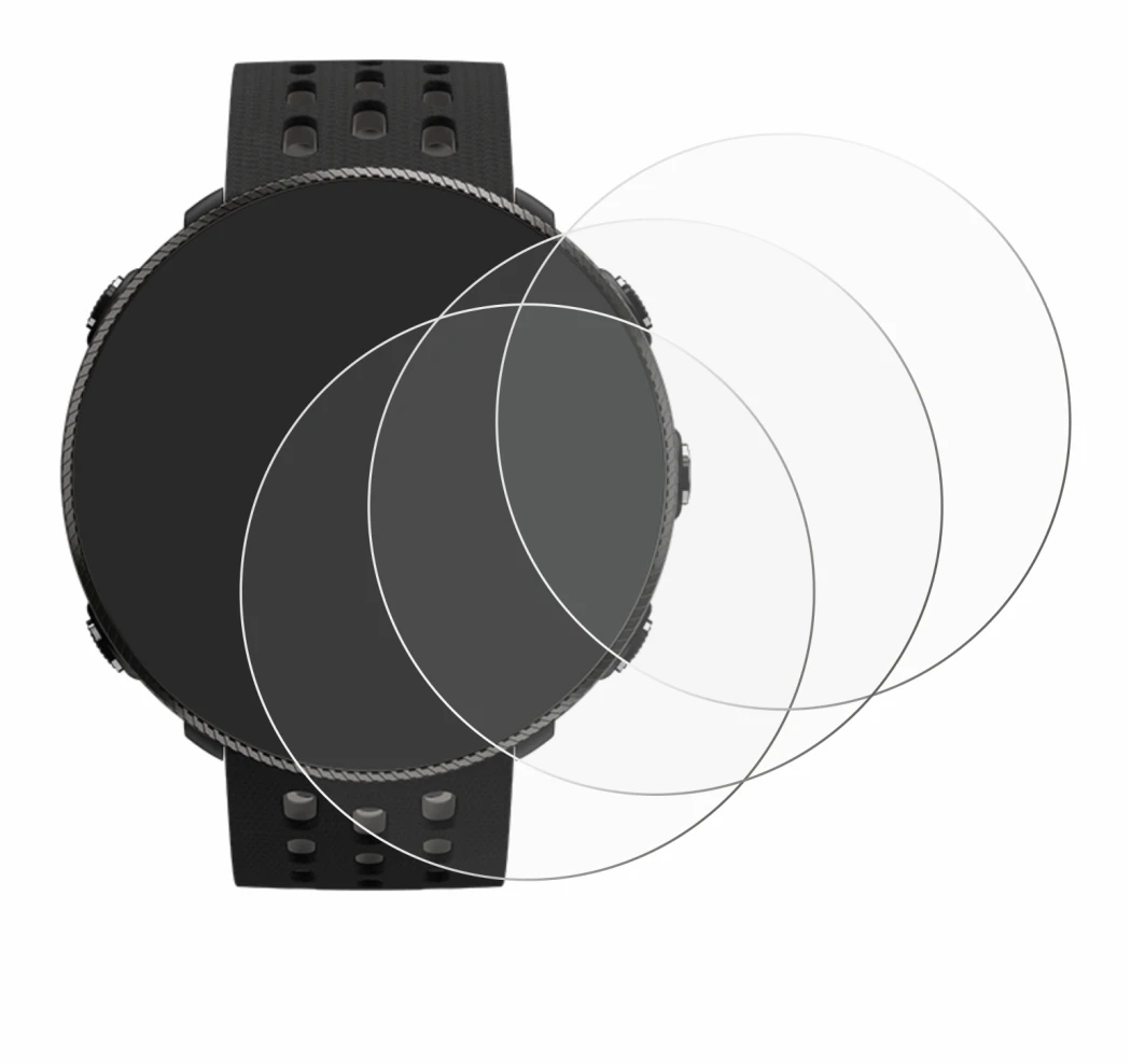 Abbildung des Geräts Polar Vantage M2 mit einer Vielzahl des Displayschutzes.