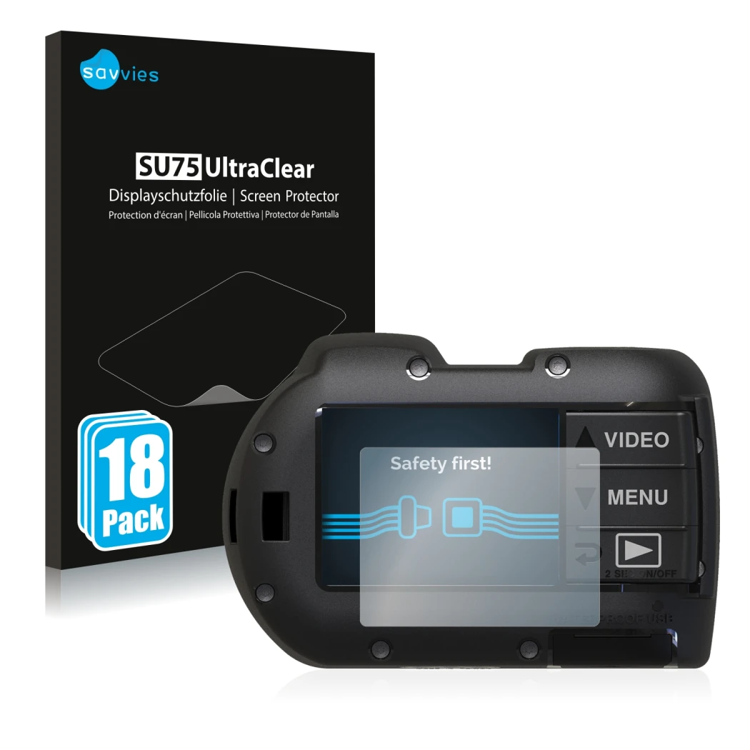 Vorderseite einer Produktverpackung mit dem Markenlogo Savvies. Daneben ist das Gerät SeaLife Micro 3.0 mit dem zugehörigen Di