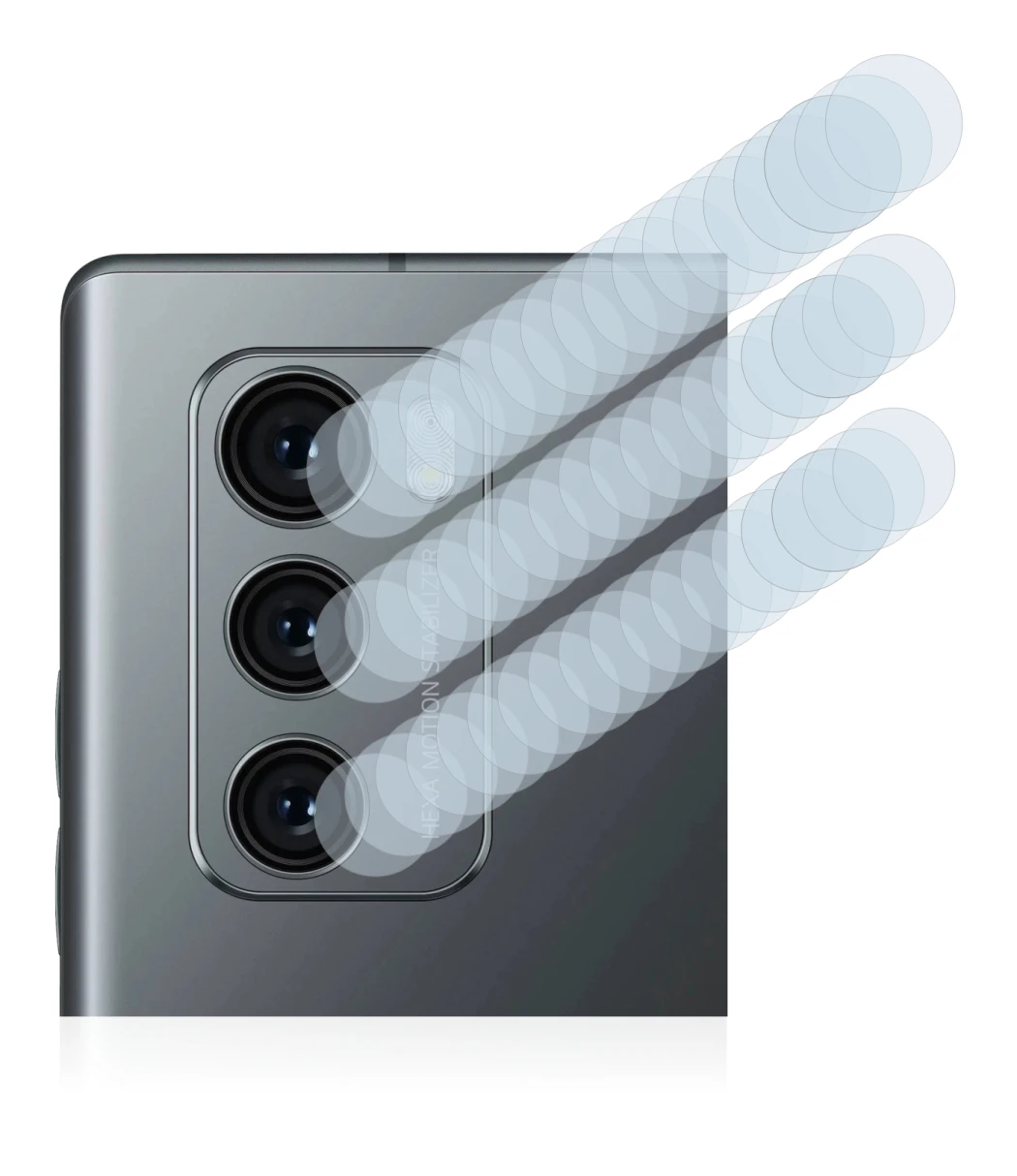 Abbildung des Geräts LG Wing (NUR Kameraschutz) mit einer Vielzahl des Displayschutzes.