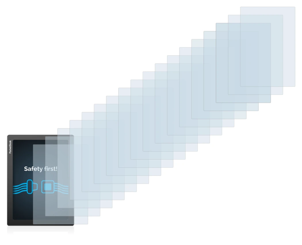 Abbildung des Geräts PocketBook InkPad Lite mit einer Vielzahl des Displayschutzes.