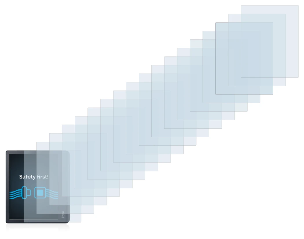 Abbildung des Geräts Kobo Sage mit einer Vielzahl des Displayschutzes.