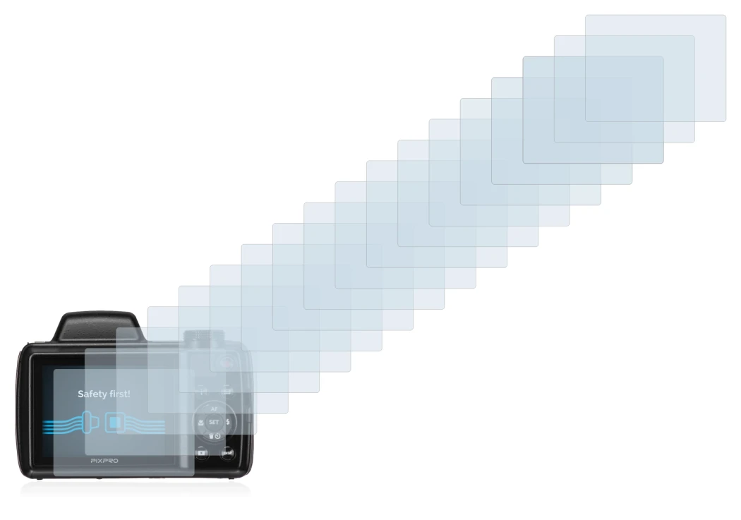 Abbildung des Geräts Kodak Pixpro AZ525 mit einer Vielzahl des Displayschutzes.