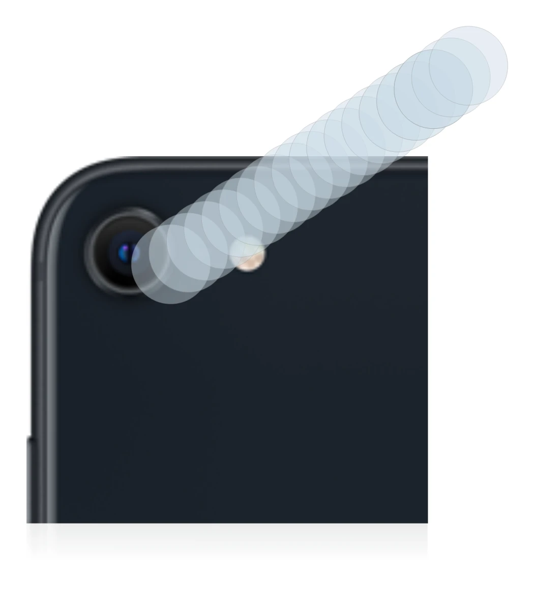 Abbildung des Geräts Apple iPhone SE 3 2022 (NUR Kameraschutz) mit einer Vielzahl des Displayschutzes.